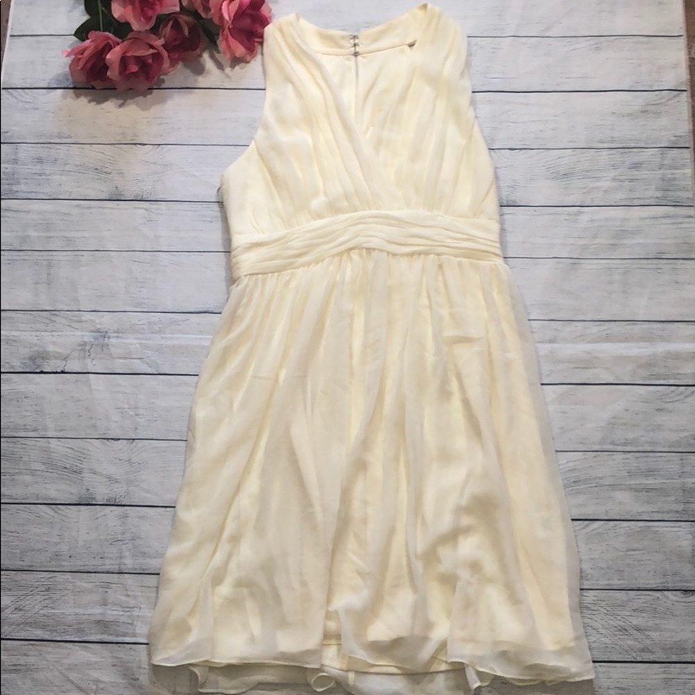 ModCloth Cream Pleated Halter Neck Dress